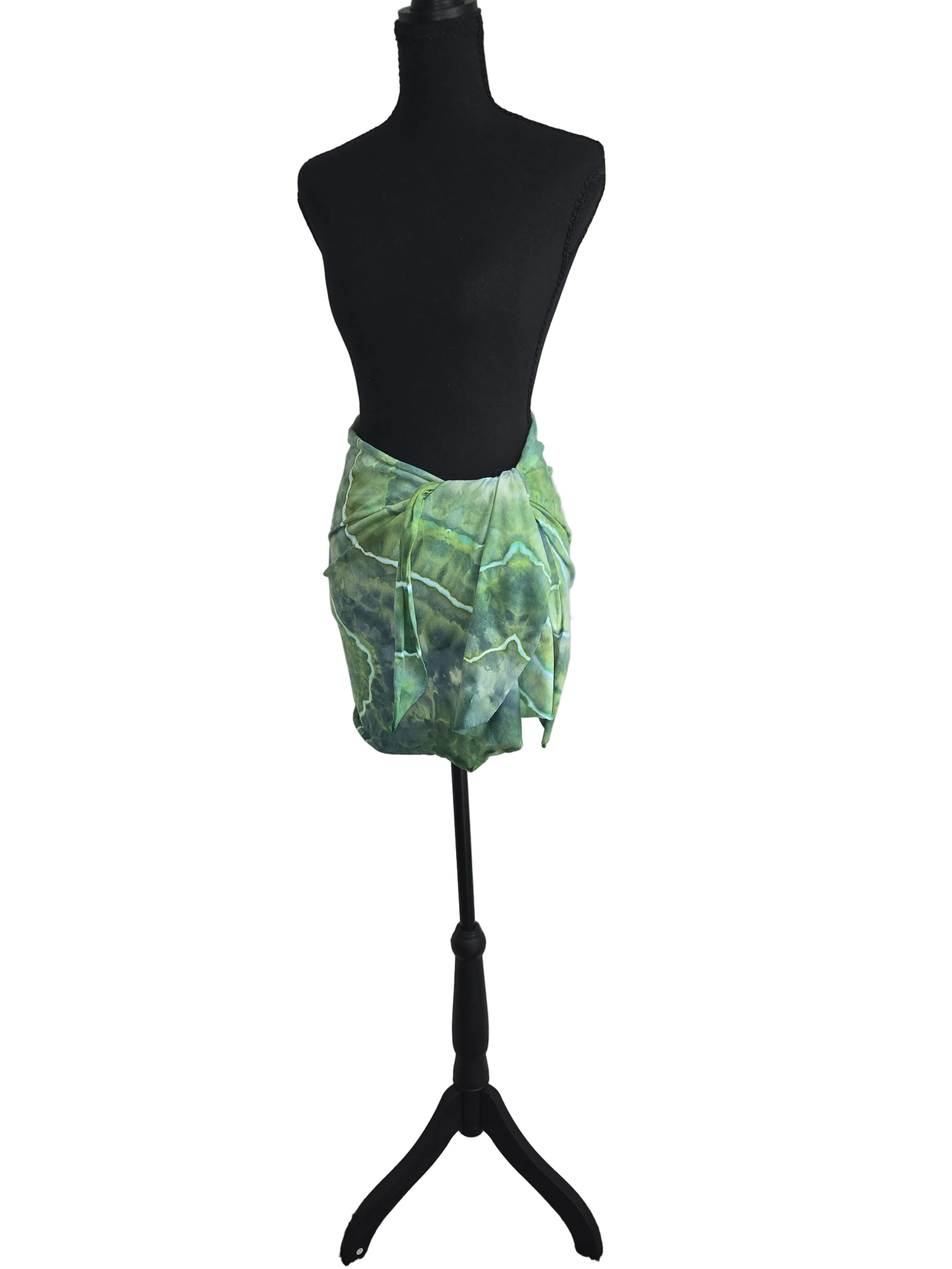 Short Cotton Beach Sarong - Earthy Green