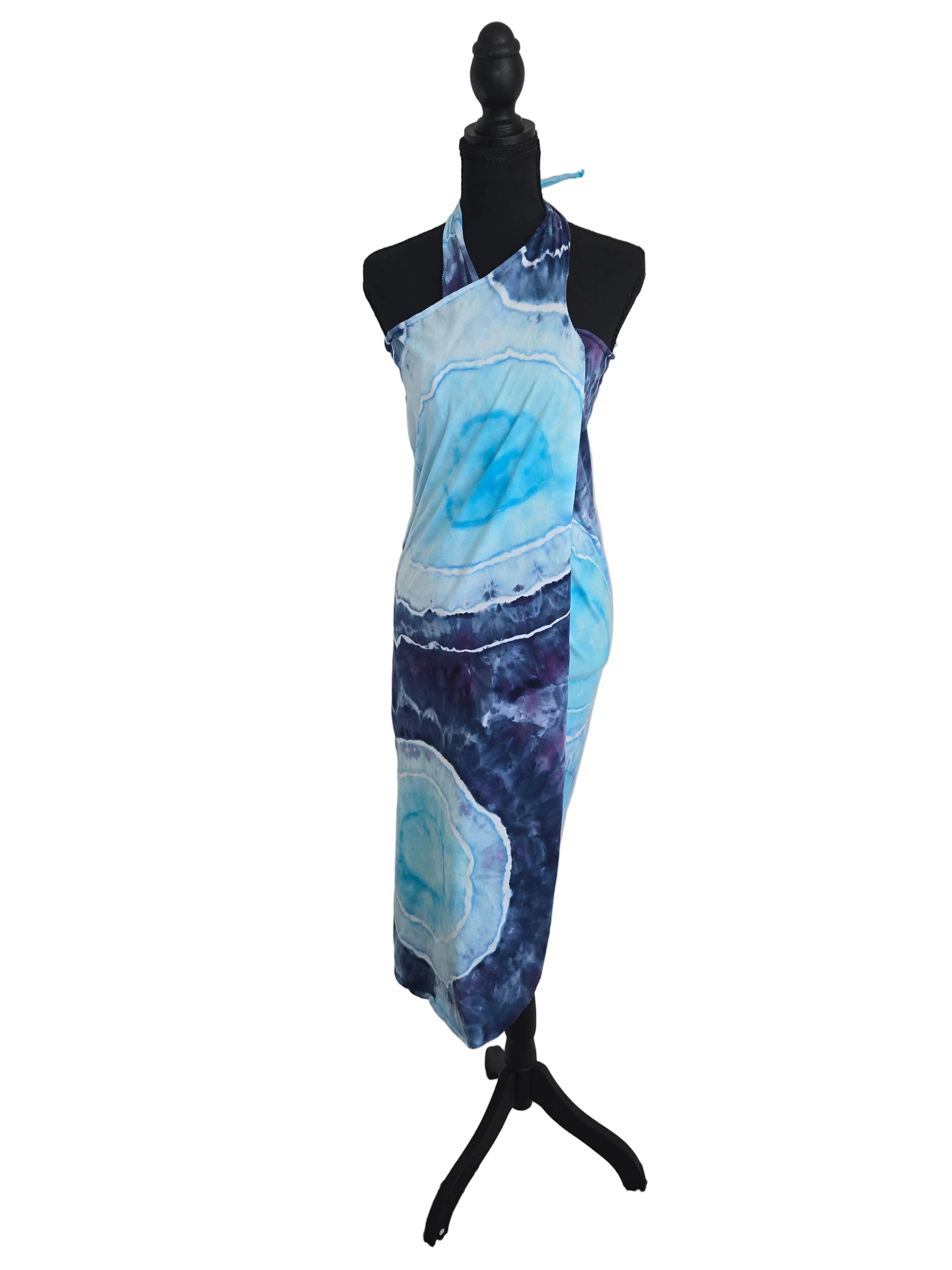 Long Cotton Beach Sarong - Aqua Blue