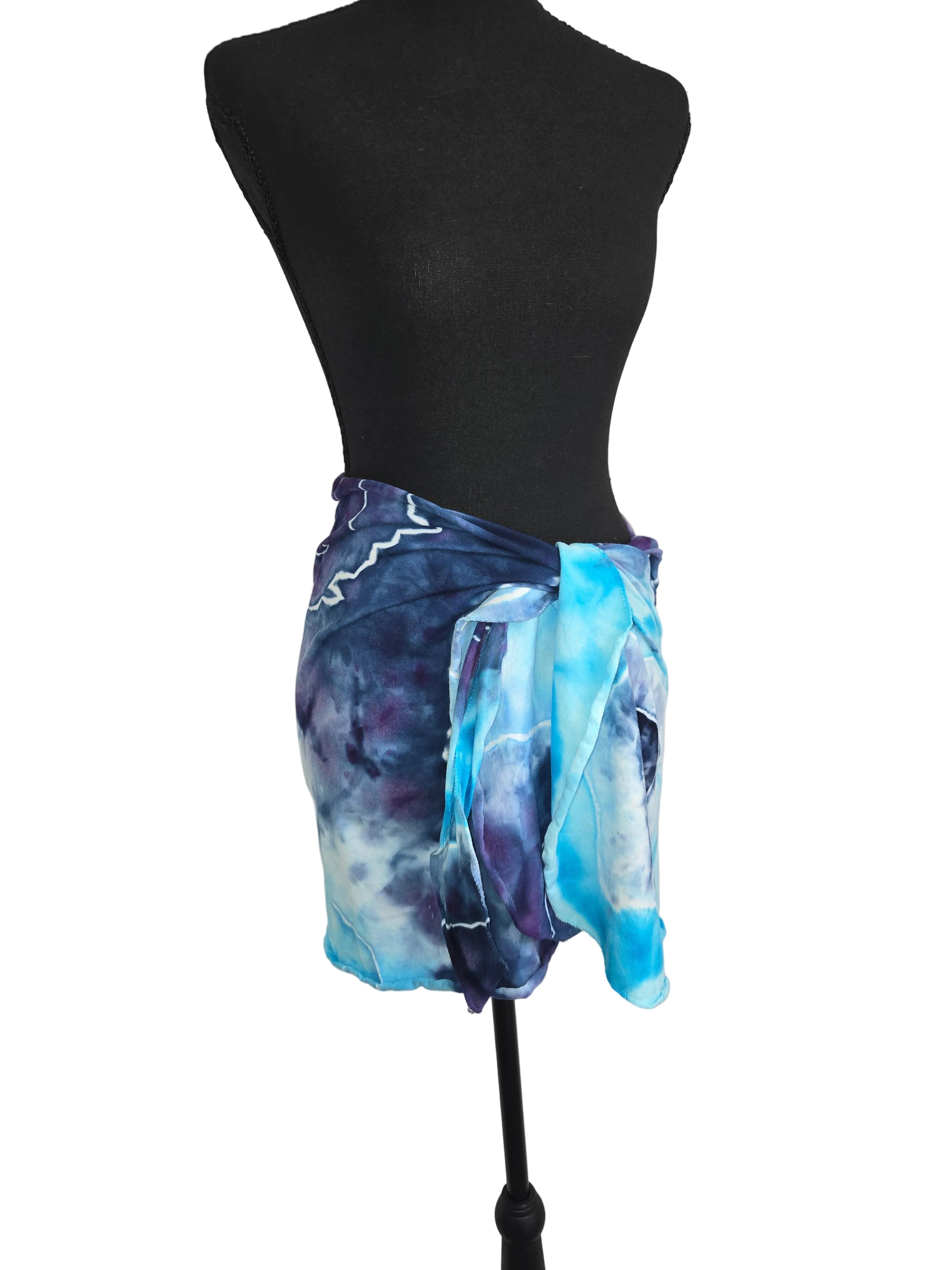 Short Cotton Beach Sarong - Aqua Blue