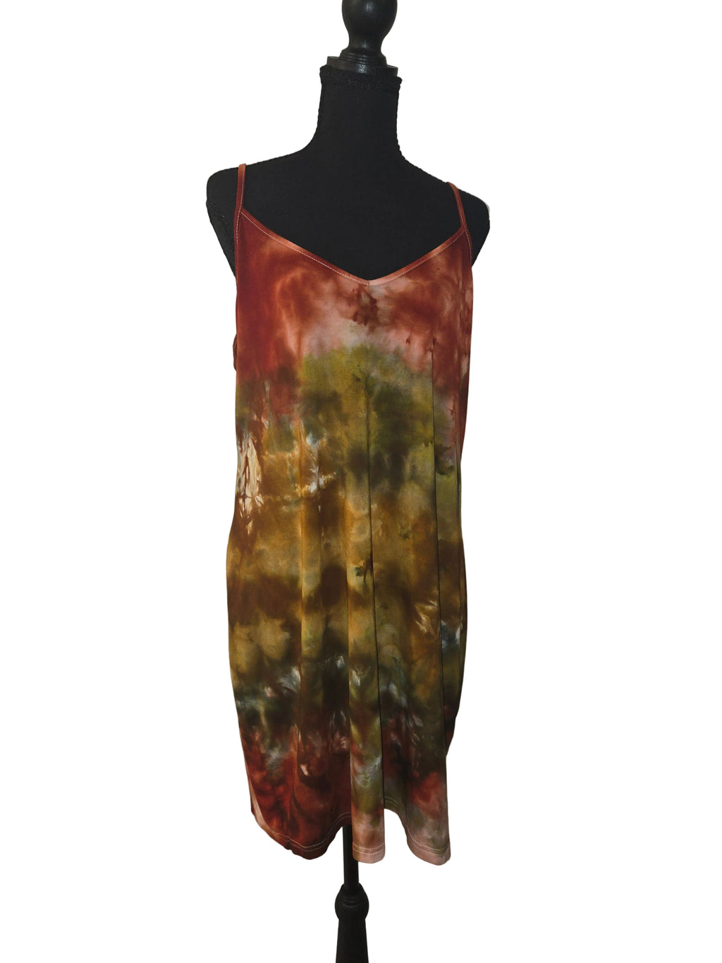 Autumn Abstract - Rayon Spaghetti Strap Dress - 2XL