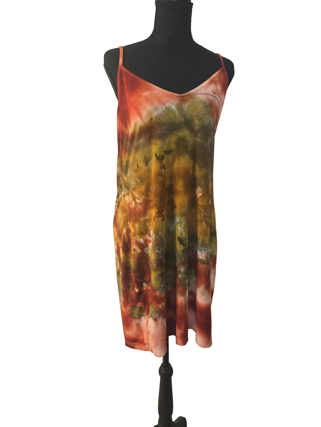 Autumn Abstract - Rayon Spaghetti Strap Dress - XL