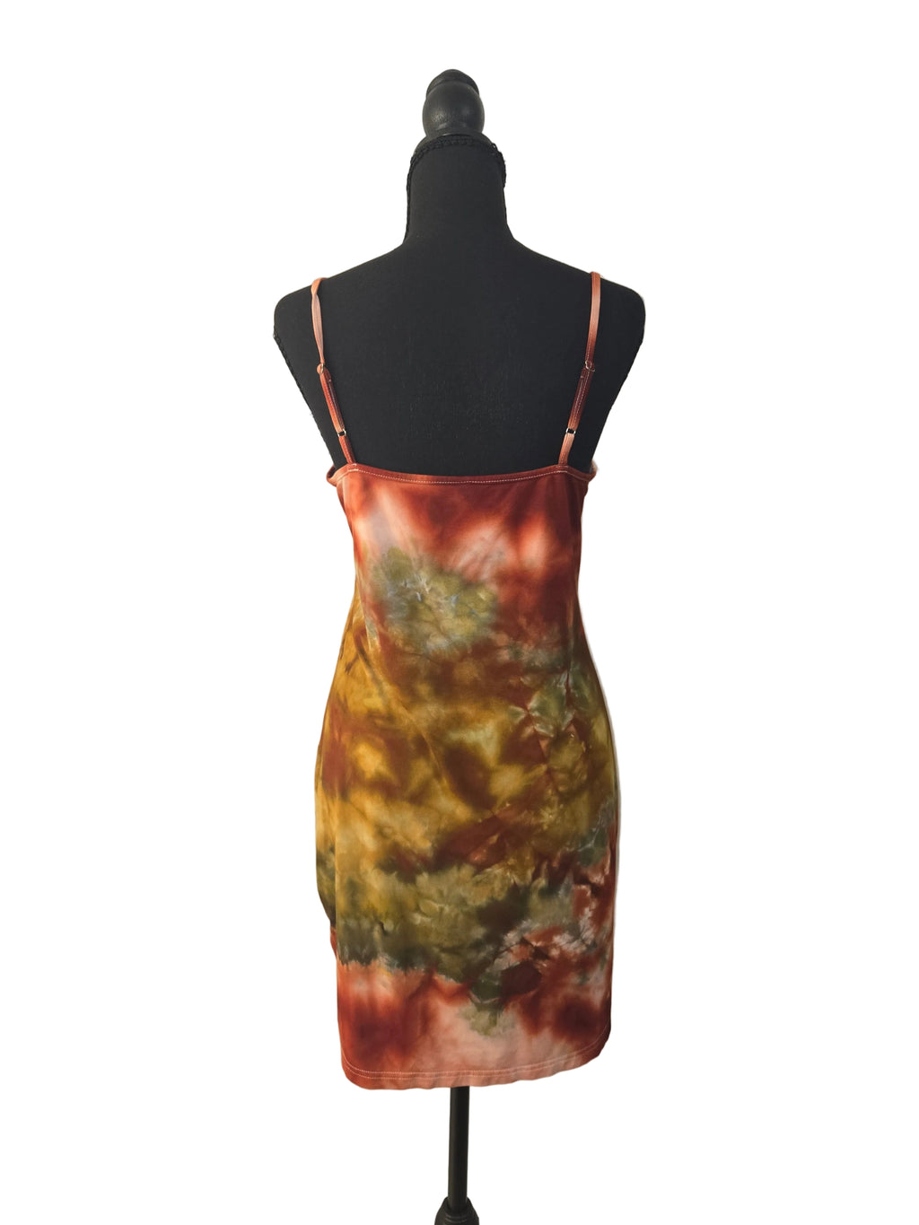 Autumn Abstract - Rayon Spaghetti Strap Dress - Medium
