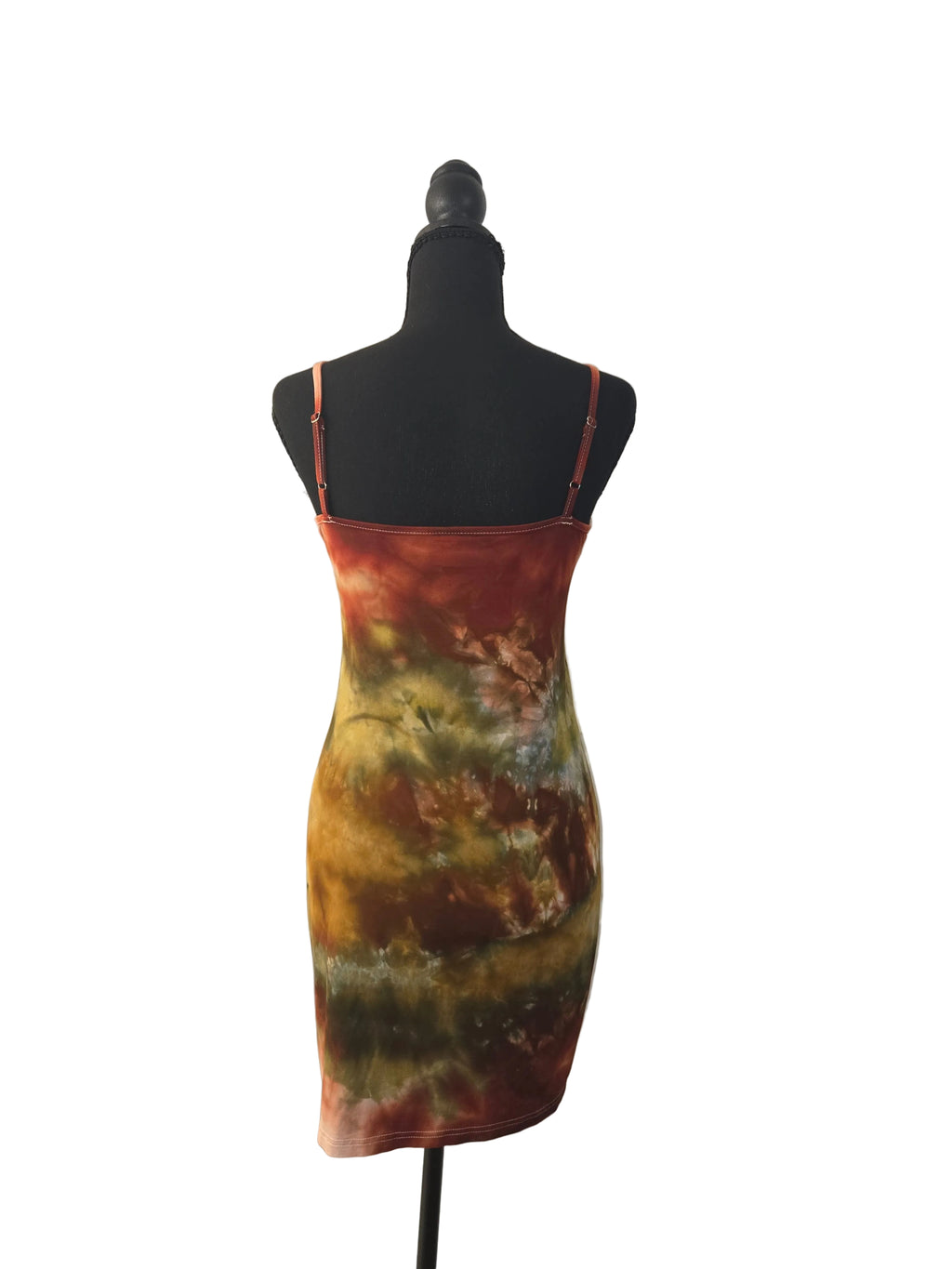 Autumn Abstract - Rayon Spaghetti Strap Dress - Small