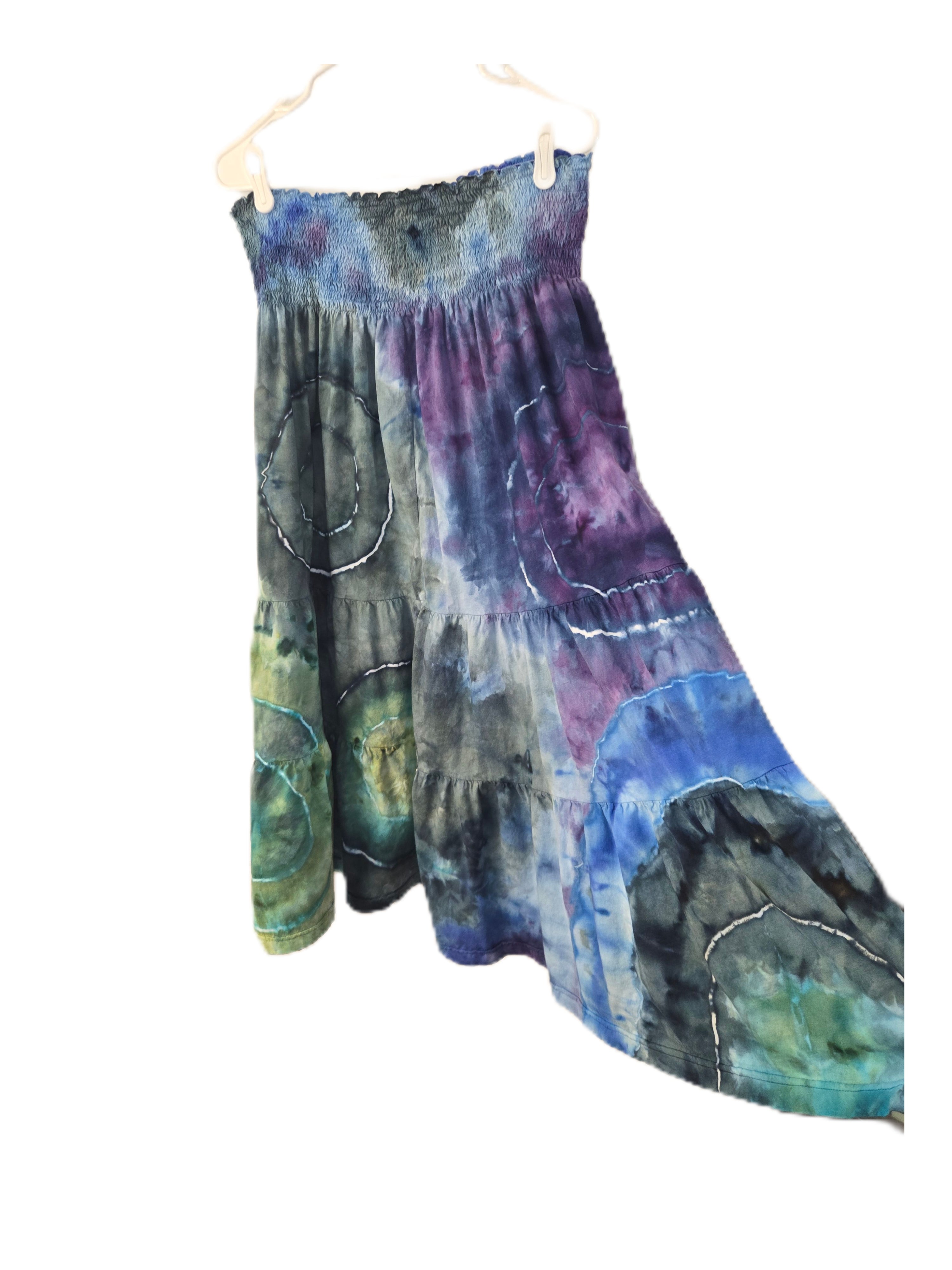 Aqua Blue - Tiered Skirt - Large